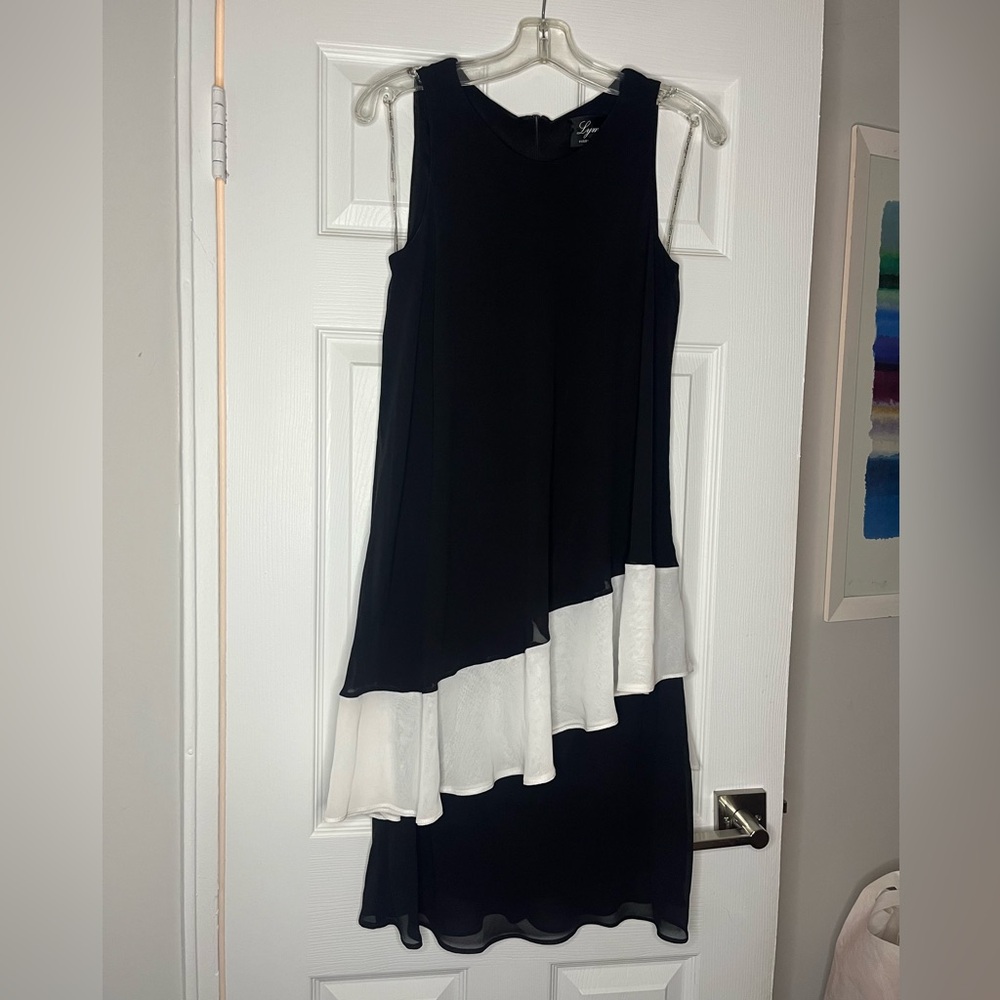 Frank Lyman Design Black and White Asymmetrical Dress